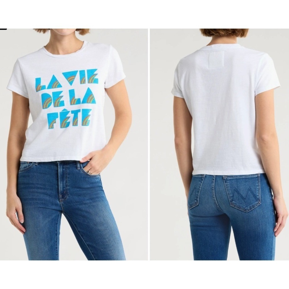 Mother Retro The Lil Sinful Baby Tee Size S White La Vie De La Fete Slub NWT
